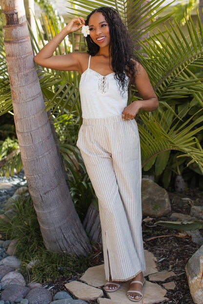 White Crochet Lace Button Detail Maternity Tank