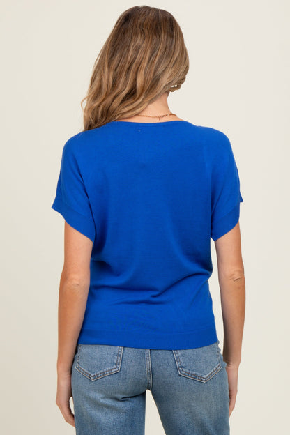 Royal Blue Knit Short Sleeve Maternity Top