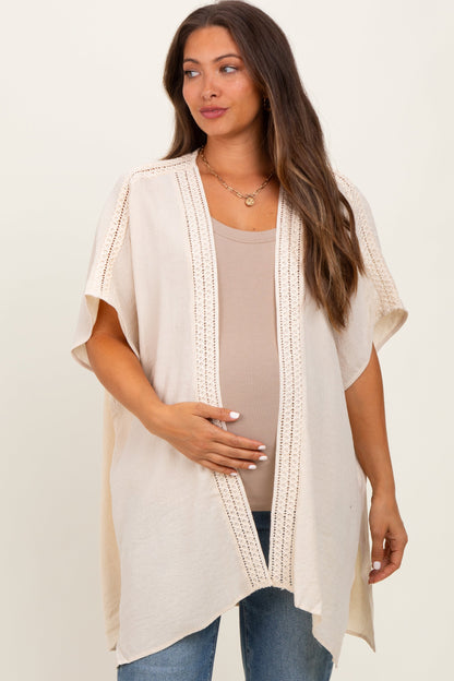 Cream Crochet Trim Rustic Maternity Cover Up