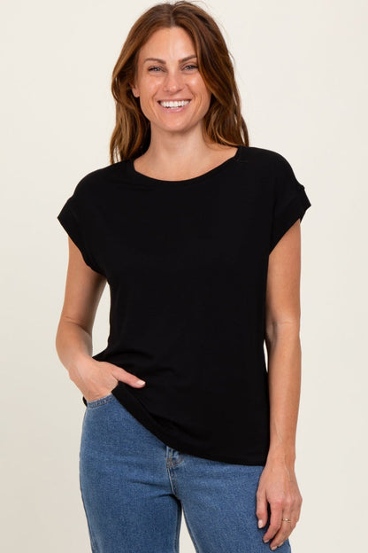 Black Crew Neck Maternity Muscle Tee