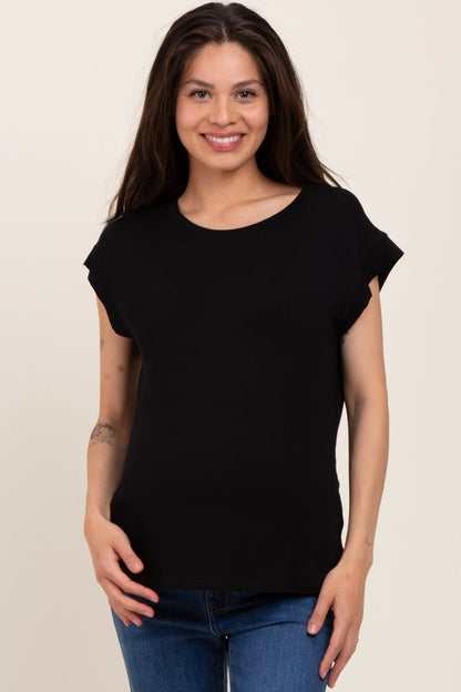 Black Crew Neck Maternity Muscle Tee