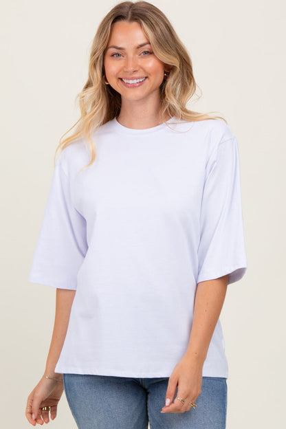 White Crew Neck Oversized Maternity Tee