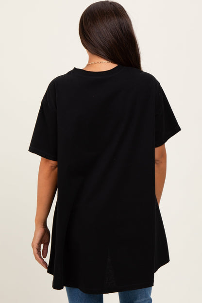 Black Oversized Cut Hem Maternity Short Sleeve T-Shirt