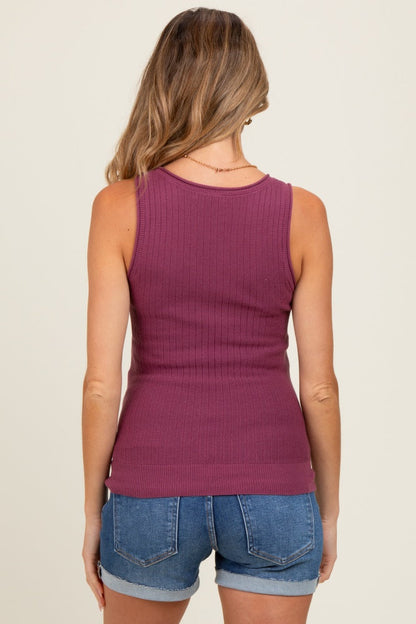 Plum Ribbed Knit Maternity Tank Top