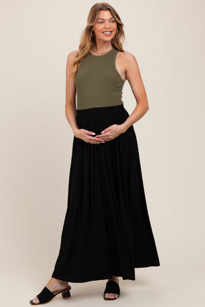 Black  Maternity Maxi Skirt