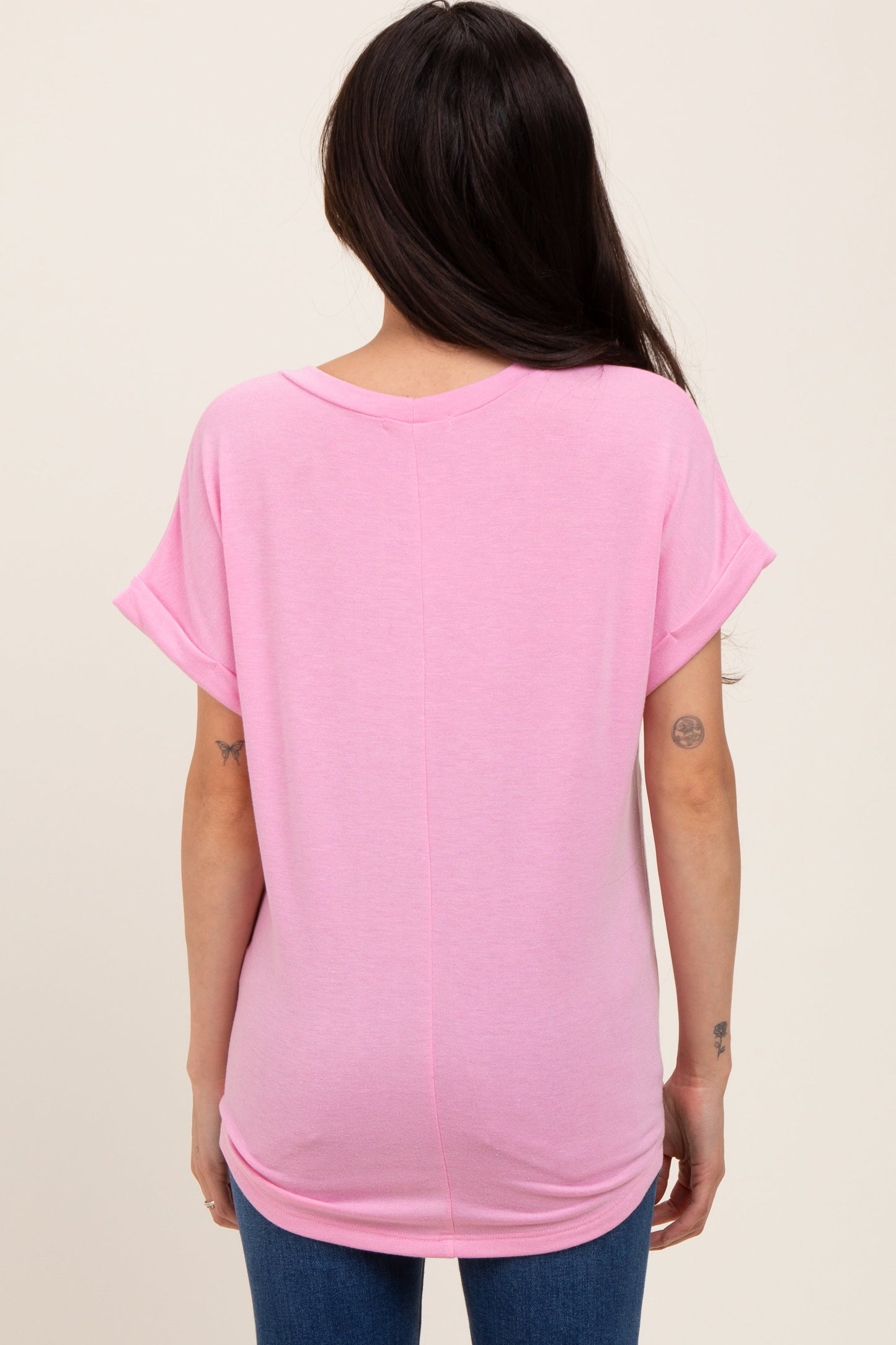 Light Pink French Terry Maternity Top