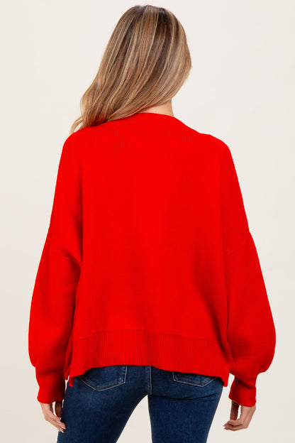 Red Drop Shoulder Relaxed Fit Maternity Sweater