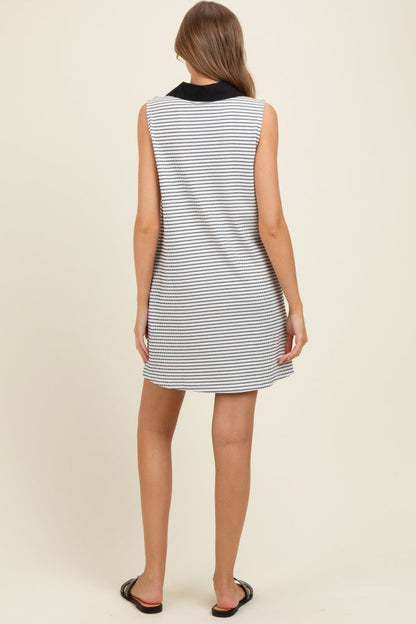 Black Striped Sleeveless Casual Maternity Mini Dress