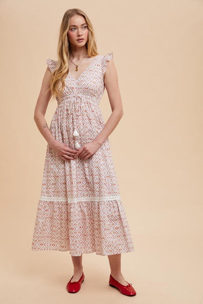 Red Roses Cotton Floral Maternity Maxi Dress