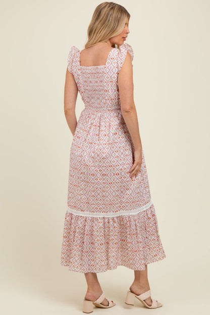 Red Roses Cotton Floral Maternity Maxi Dress