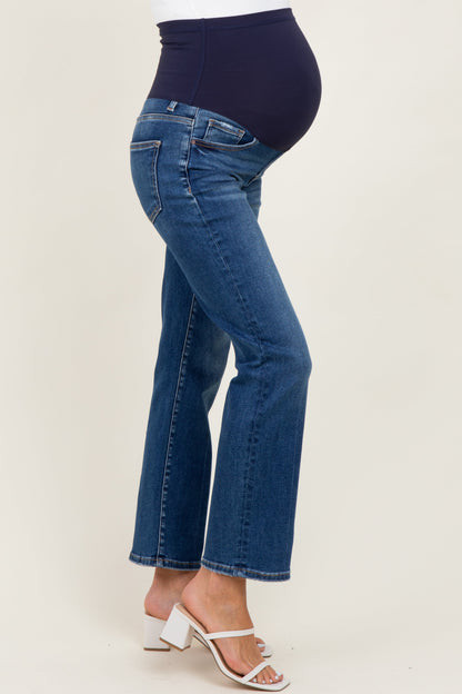 Dark High Rise Crop Straight Maternity Jeans