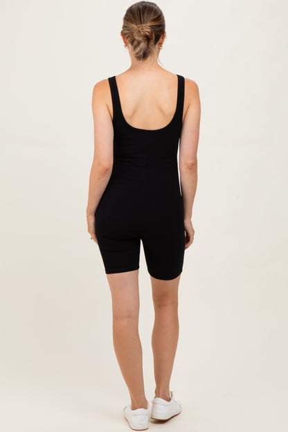 Black Ribbed Knit Tank Top Maternity Romper