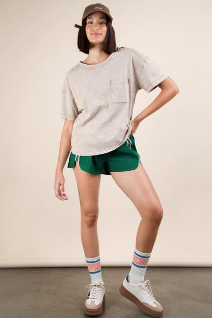 Green Stripe Detail Active Maternity Shorts