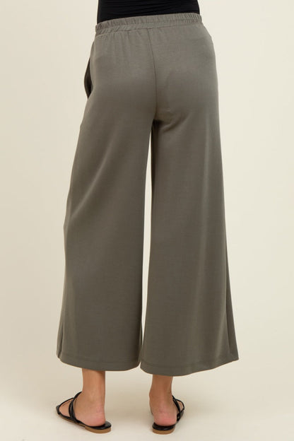 Olive Drawstring Wide Leg Maternity Pants