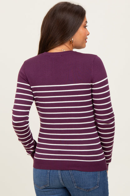 Plum Striped Knit Maternity Long Sleeve Top