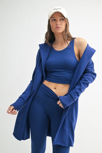 Royal Blue Hooded Long Maternity Cardigan