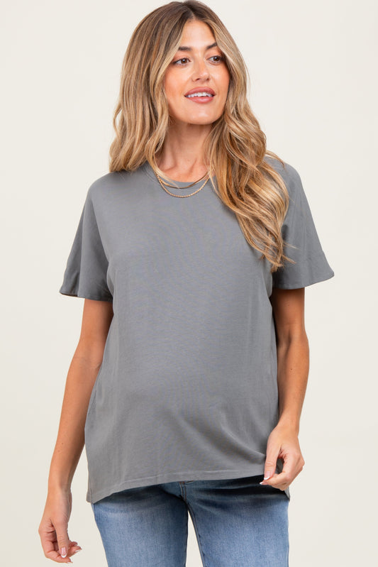 Grey Slouchy Maternity Short Sleeve Tee
