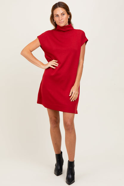 Rust Mock Neck Maternity Mini Dress