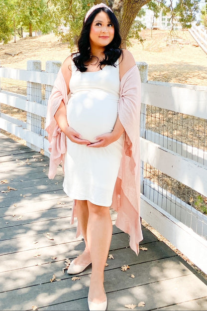 PinkBlush Ivory Sleeveless Ribbed Fitted Maternity Dress