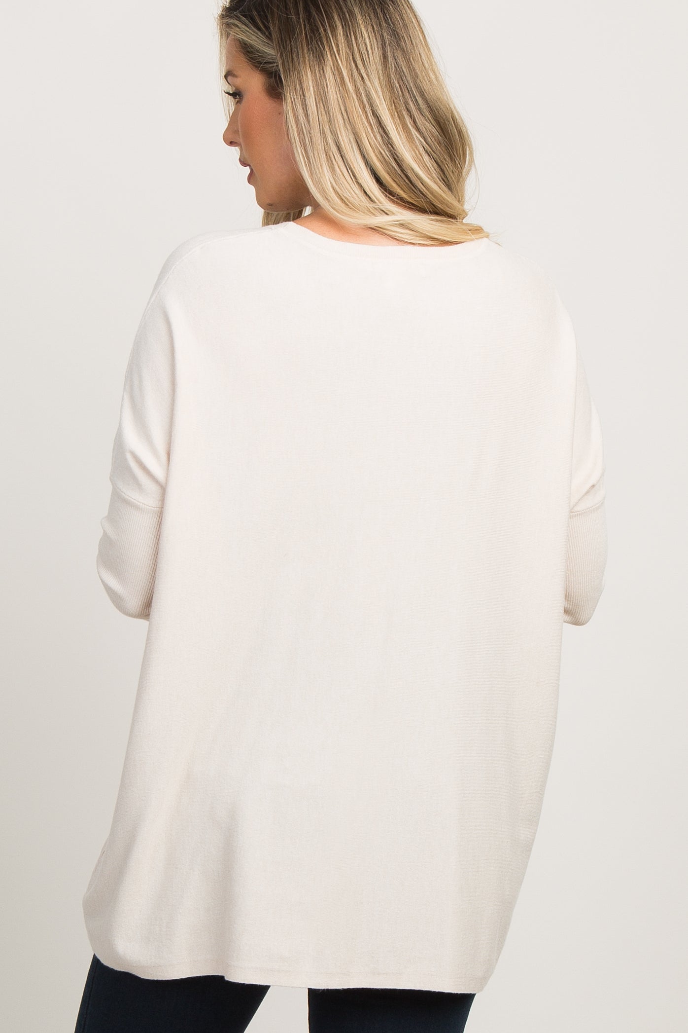 Beige Pocketed Dolman Sleeve Maternity Top