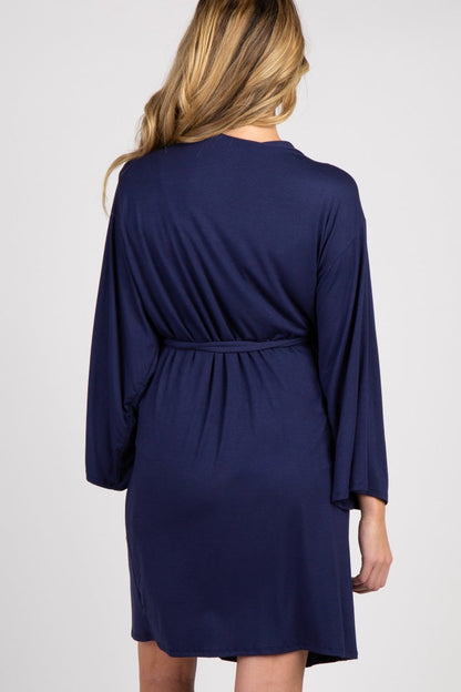 PinkBlush Navy Blue Delivery/Nursing Maternity Robe