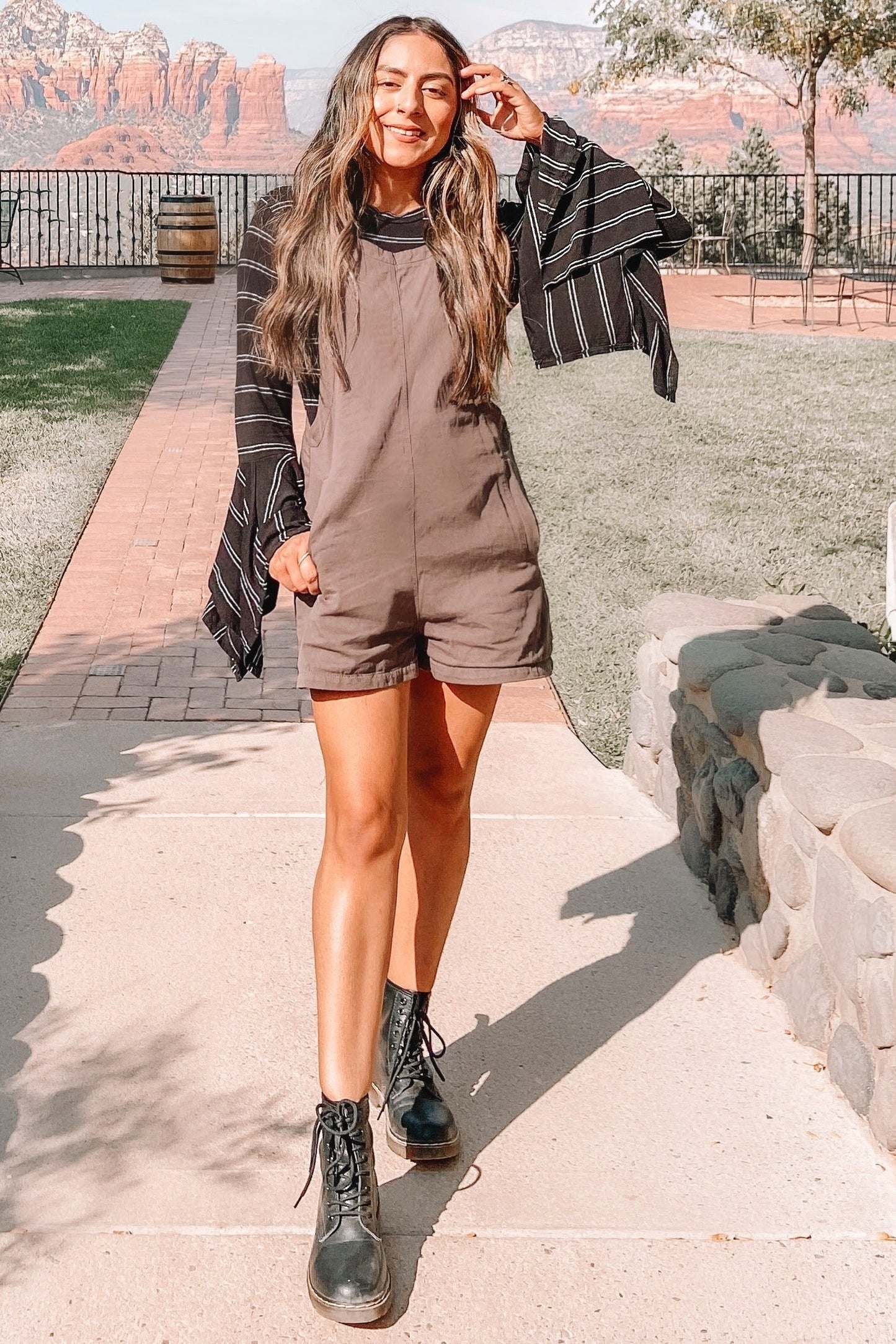 Charcoal Adjustable Strap Maternity Short Overalls