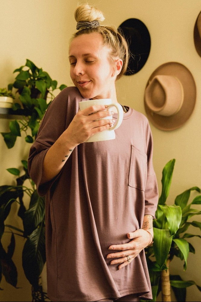 Purple Biker Short Maternity Sleep Set