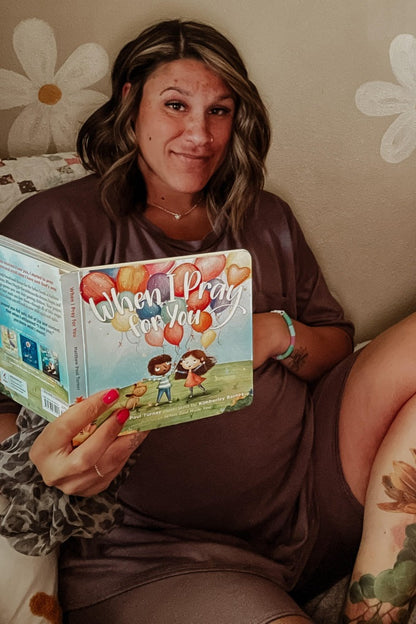 Purple Biker Short Maternity Sleep Set