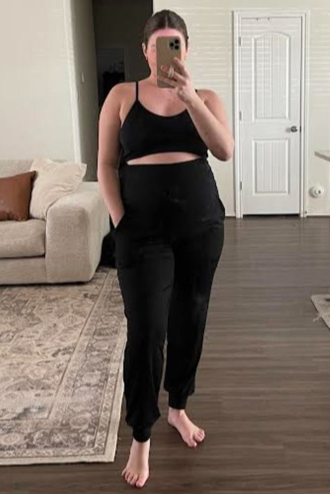 Black Maternity Band Jogger Pants