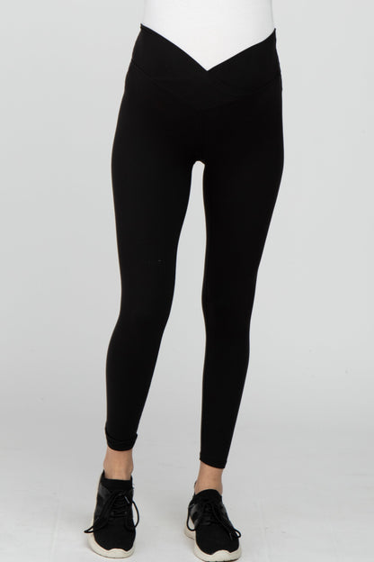 Black V-Waist Maternity Leggings