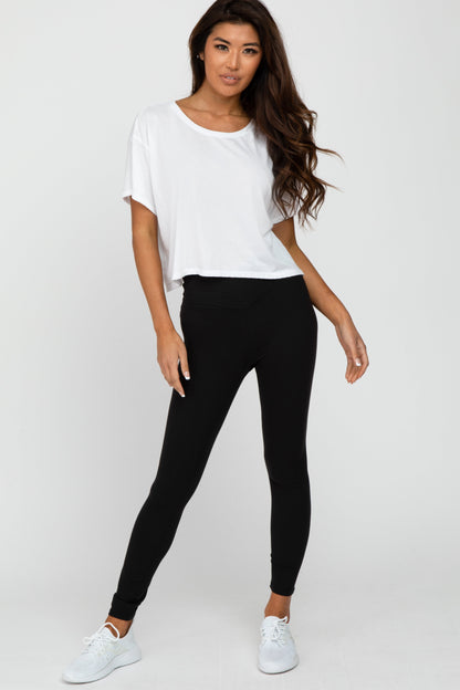 Black V-Waist Maternity Leggings