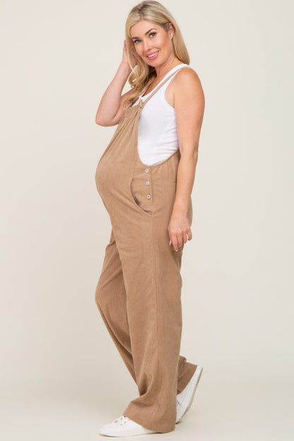Taupe Corduroy Maternity Overalls