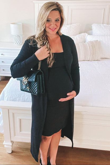 Black Ribbed Cardigan 2 Piece Maternity Set