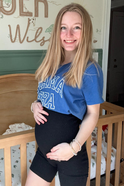 Black Ribbed Biker Short Maternity Romper