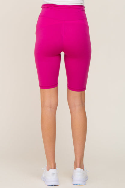 Fuchsia High Waist Maternity Bike Shorts