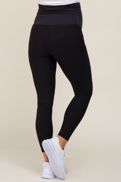 Black Ribbed Maternity Leggings