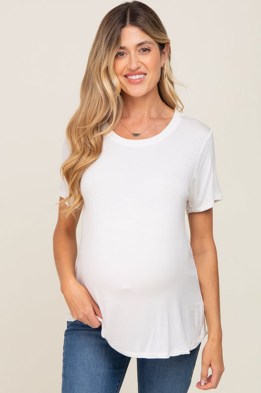 White Basic Maternity Tee