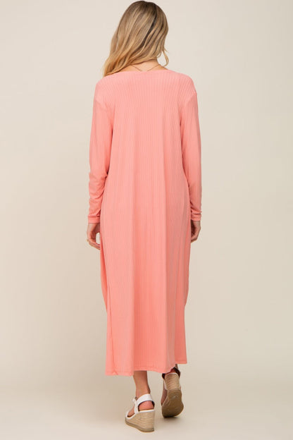 Peach Ribbed Cardigan 2 Piece Maternity Set