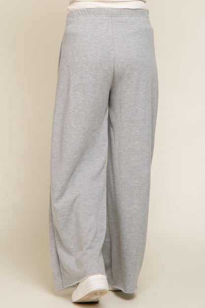 Heather Grey Soft Fleece Wide Leg Maternity Lounge Pants