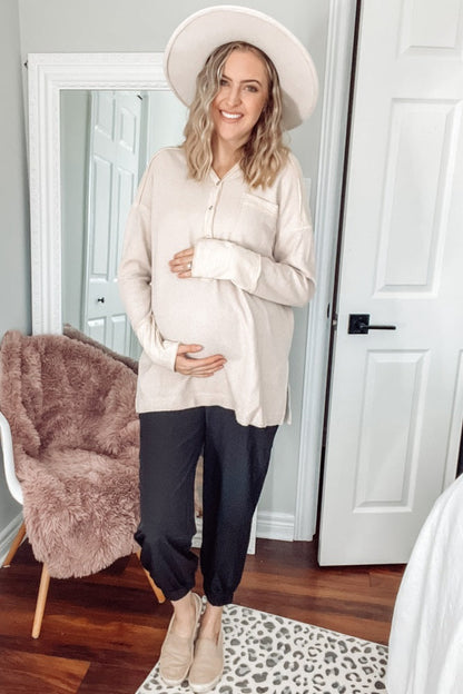 Black Cargo Pocket Maternity Joggers