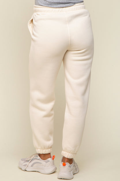 Ivory Basic Fleece Maternity Sweatpants