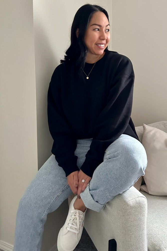 Black Soft Knit Fleece Lined Maternity Sweatshirt