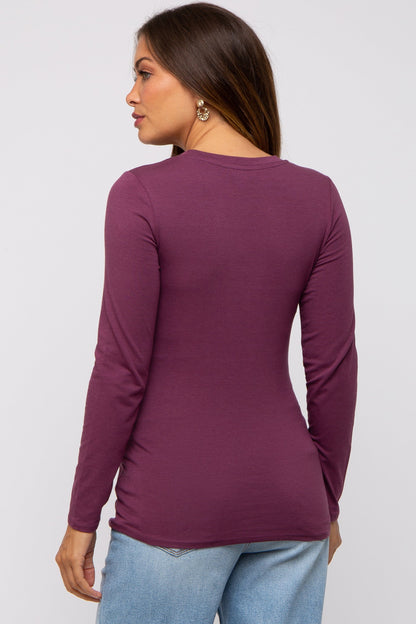 Plum Long Sleeve Maternity Top