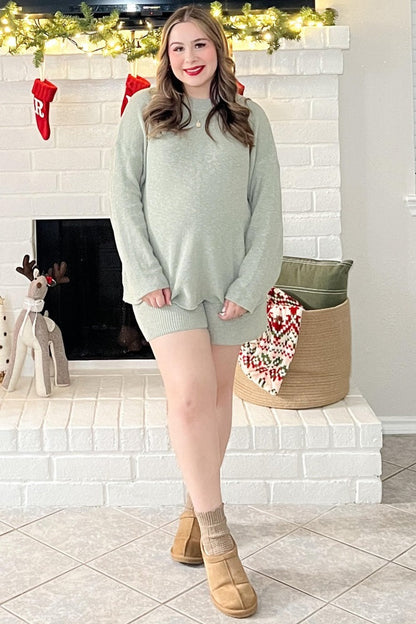 Sage Sweater and Short Maternity Set
