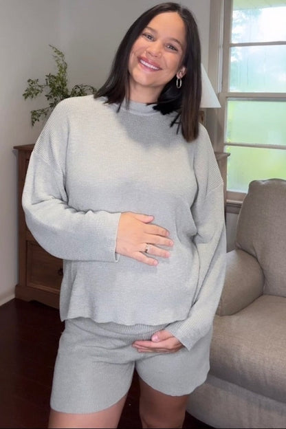 Sage Sweater and Short Maternity Set