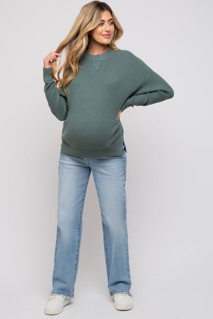 Sage Knit Side Slit Maternity Sweater