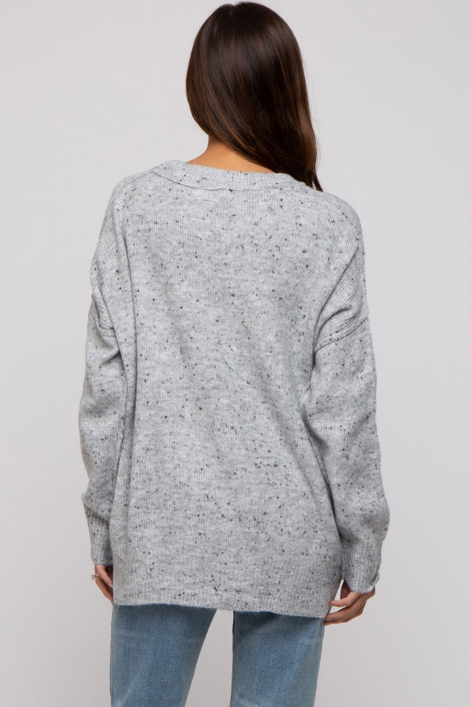 Grey Speckled Knit Maternity Sweater