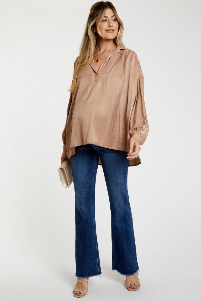 Navy Blue Raw Hem Bootcut Maternity Jeans