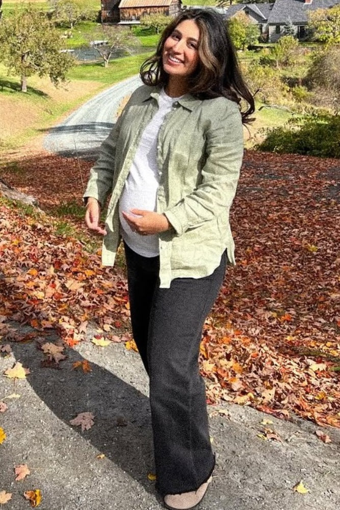 Black Wide Leg Raw Hem Maternity Jeans