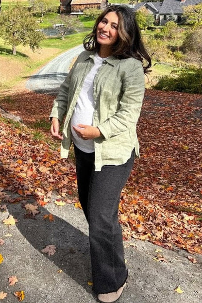 Black Wide Leg Raw Hem Maternity Jeans